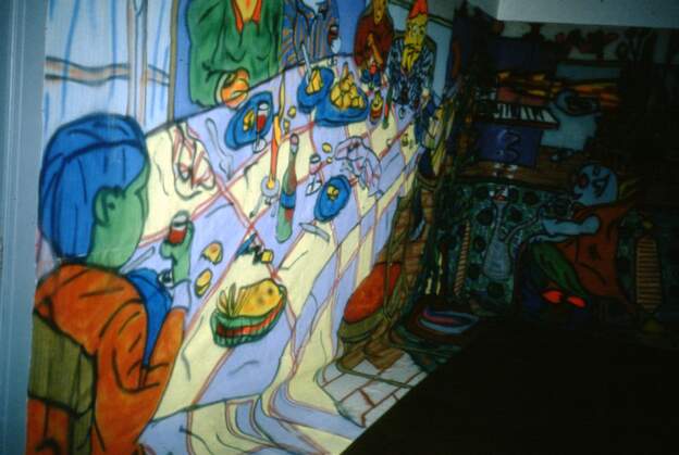 1985 09 repas de fête Dans la maison de Pavillons sous Bois.Toujours sur toile souple